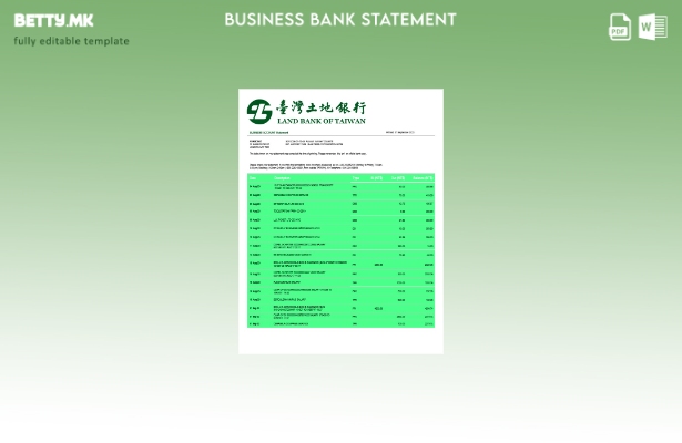 модерен стил Земјиште Банка на Тајван цврста сметка извод на Word и PDF шаблон